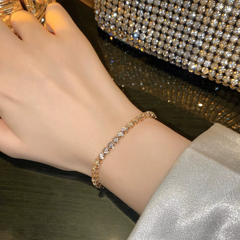 Women's Titanium Steel Geometric Baby's Breath Zircon Bracelet
