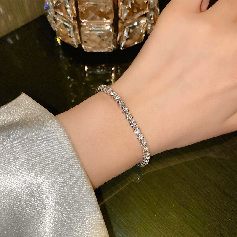 Women's Titanium Steel Geometric Baby's Breath Zircon Bracelet - Image 3