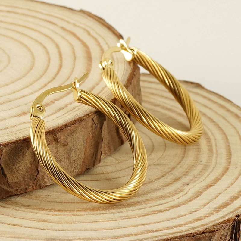 Women's 316L Stainless Steel Geometric Electroplated Earrings - Image 2