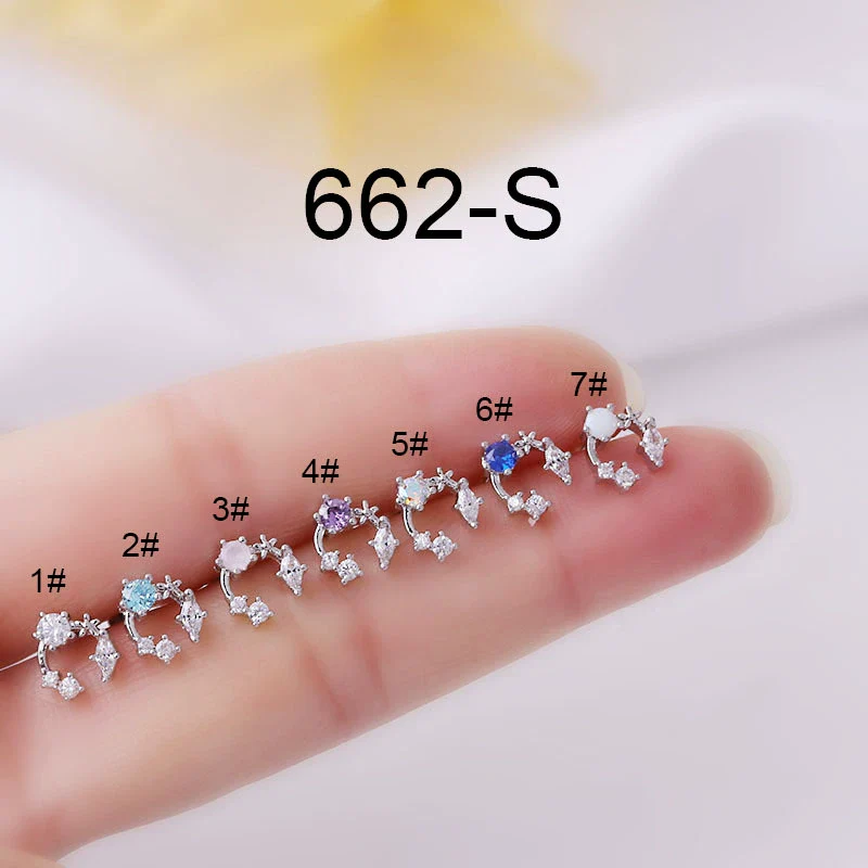 Women's Titanium Steel Geometric Inlaid Zircon Ear Nail Earrings - Image 6