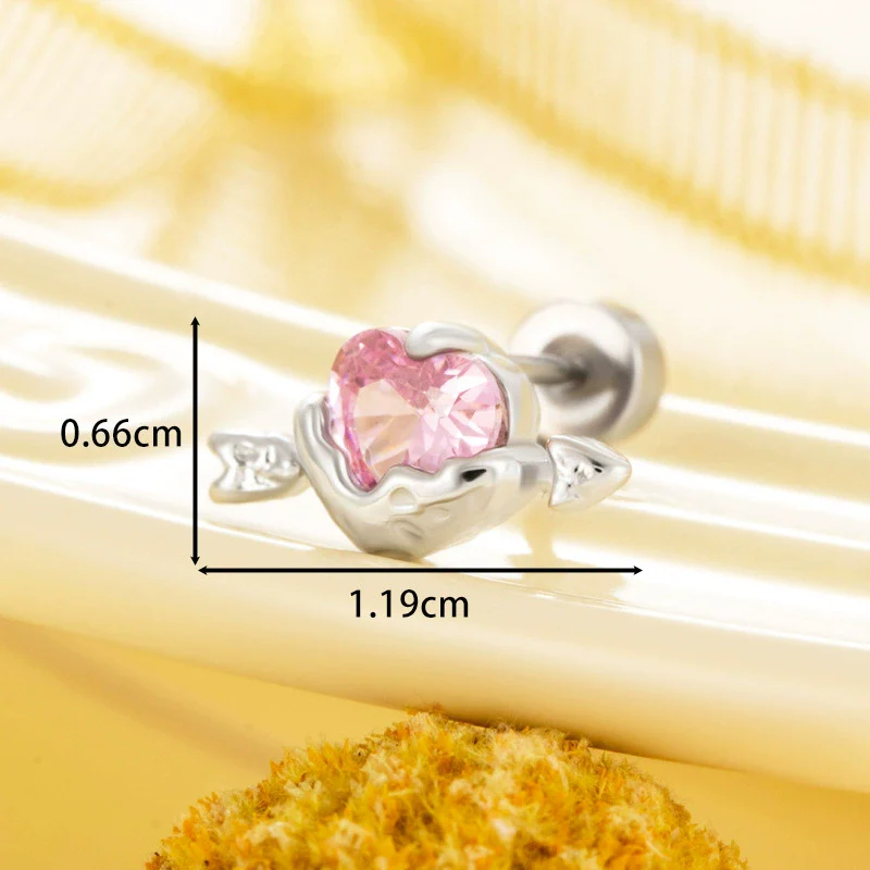 Women's Titanium Steel Heartshaped Electroplated Piercer Earrings - Image 3