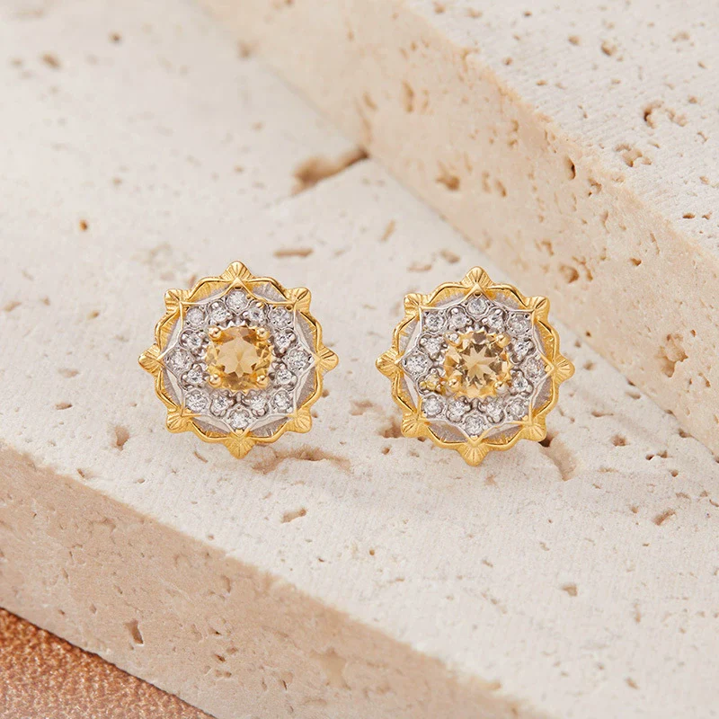 Women's Vintage Geometric Gemstone S925 Sterling Silver Earrings Set With Gems - Image 3