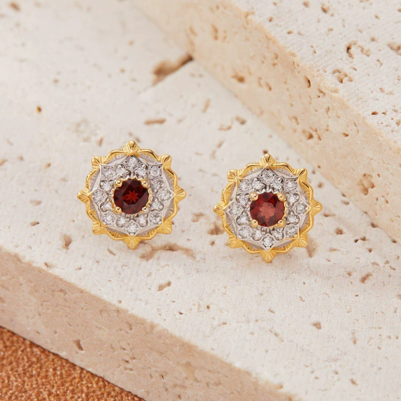 Women's Vintage Geometric Gemstone S925 Sterling Silver Earrings Set With Gems - Image 4