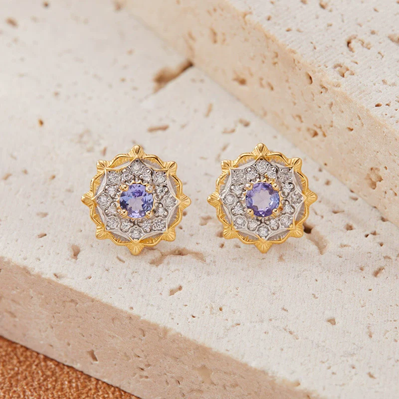 Women's Vintage Geometric Gemstone S925 Sterling Silver Earrings Set With Gems - Image 6