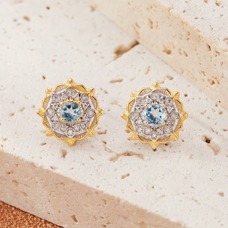 Women's Vintage Geometric Gemstone S925 Sterling Silver Earrings Set With Gems - Image 7
