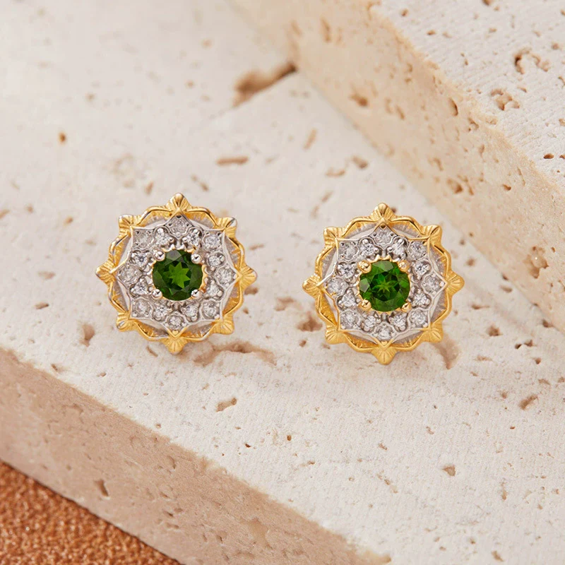 Women's Vintage Geometric Gemstone S925 Sterling Silver Earrings Set With Gems - Image 8