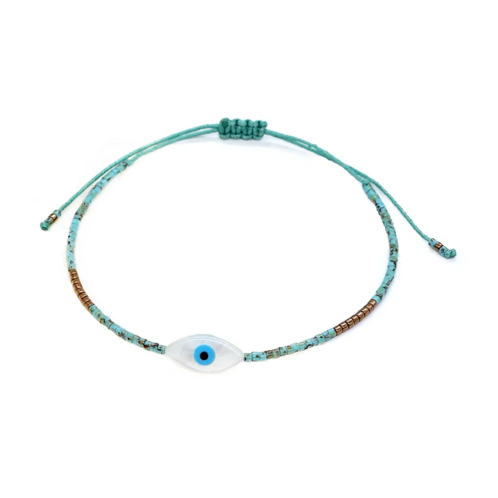 Women's Vintage Handwoven Glass And Glaze Beaded Bracelet With Geometric Pattern - Image 5