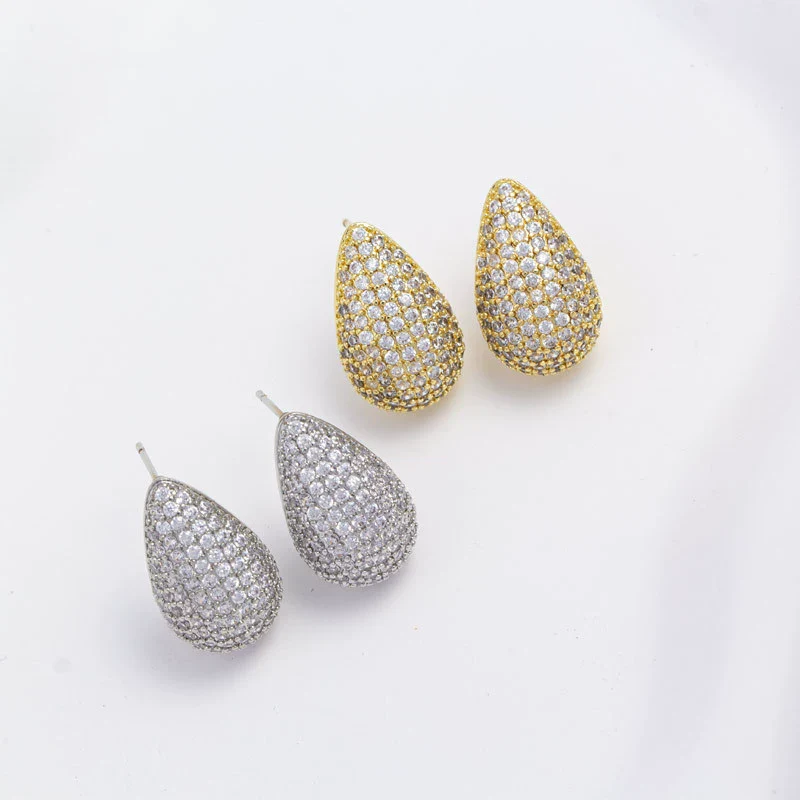 Women's Water Drop Shape Copper Electroplated Diamond Earrings Fashionable And Light Luxury