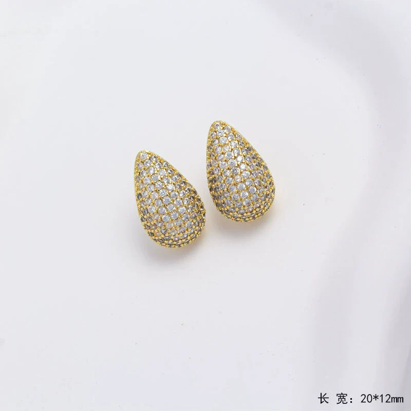 Women's Water Drop Shape Copper Electroplated Diamond Earrings Fashionable And Light Luxury - Image 2