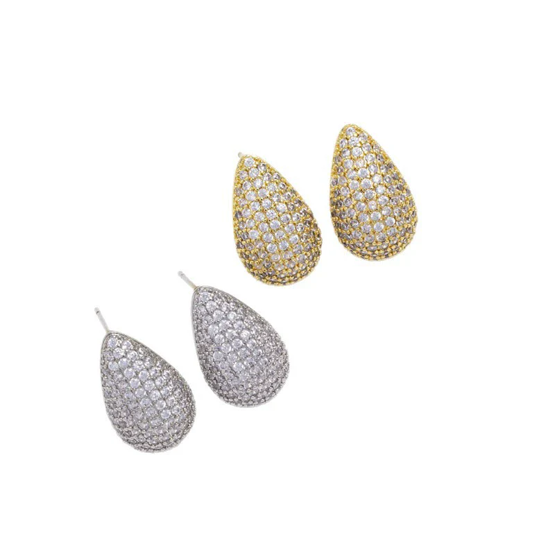 Women's Water Drop Shape Copper Electroplated Diamond Earrings Fashionable And Light Luxury - Image 5