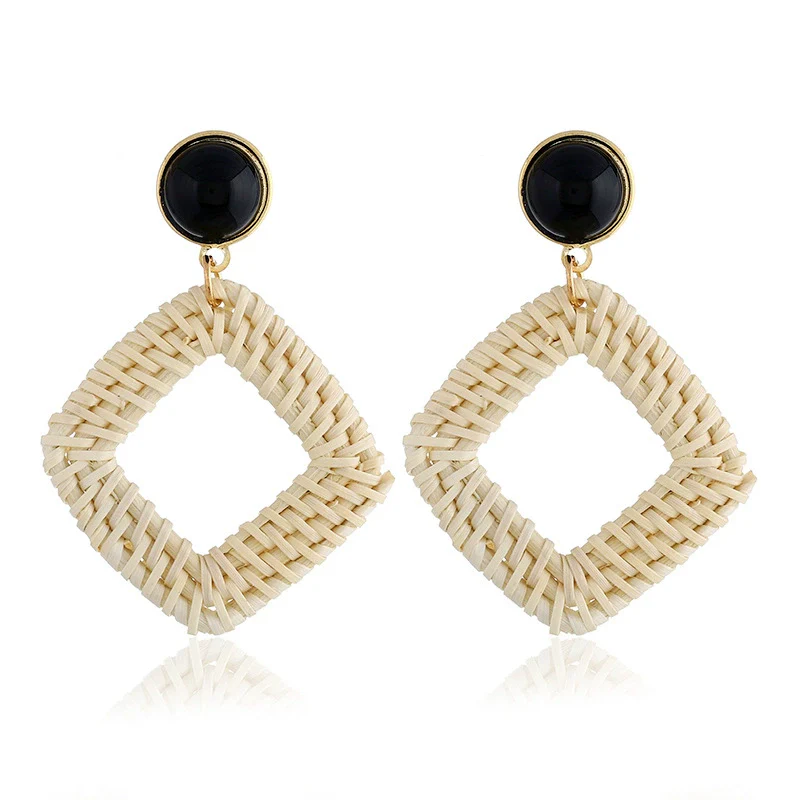 Women's Wood Geometric Large Circle Earrings With Electroplating - Image 8