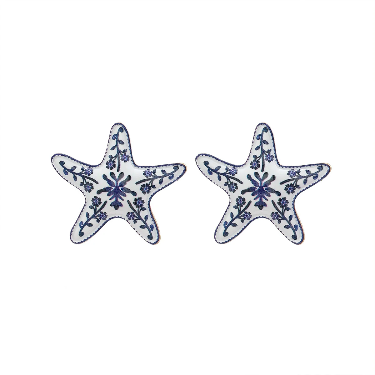 Women's Zinc Alloy Star Shaped Dripping Oil Fashion Earrings With Star Print - Image 4