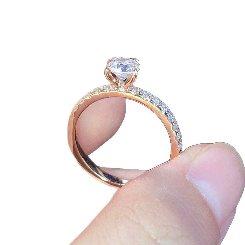 Women's Zircon Engagement Ring Copper Inlay Geometric Style - Image 5