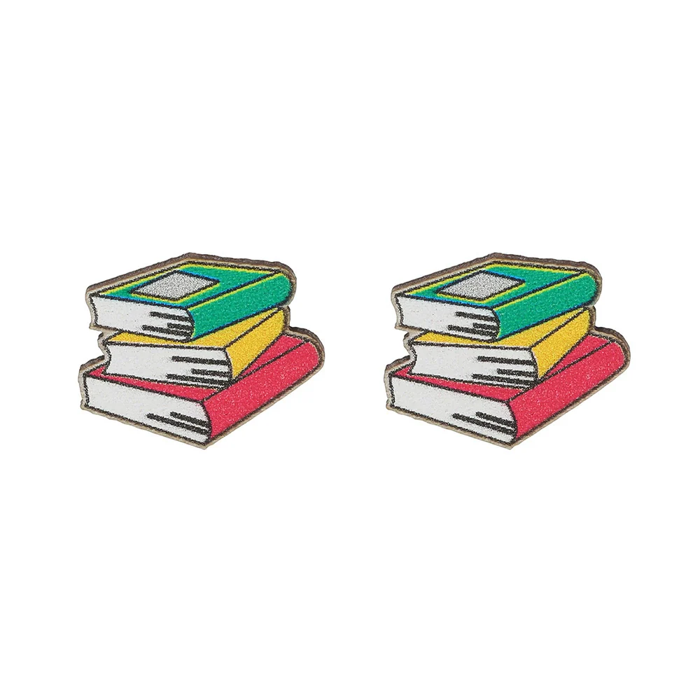 Wooden Handmade Simple Style Book Scissors Caliper Pencil Earrings - Image 4