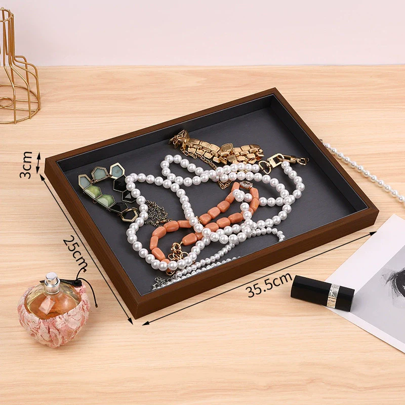 Wooden Jewelry Black Walnut Ring Earrings Necklace Pendant Jewelry Storage Plate High Sense Style Splicing Process - Image 9