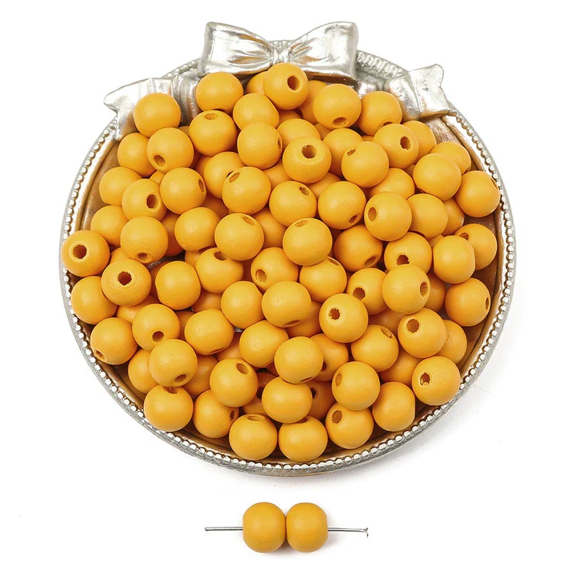 Wooden Round Beads Retro Style Spray Painted Handmade Diy Jewelry Accessories For Bracelet And Mobile Phone Chain - Image 32