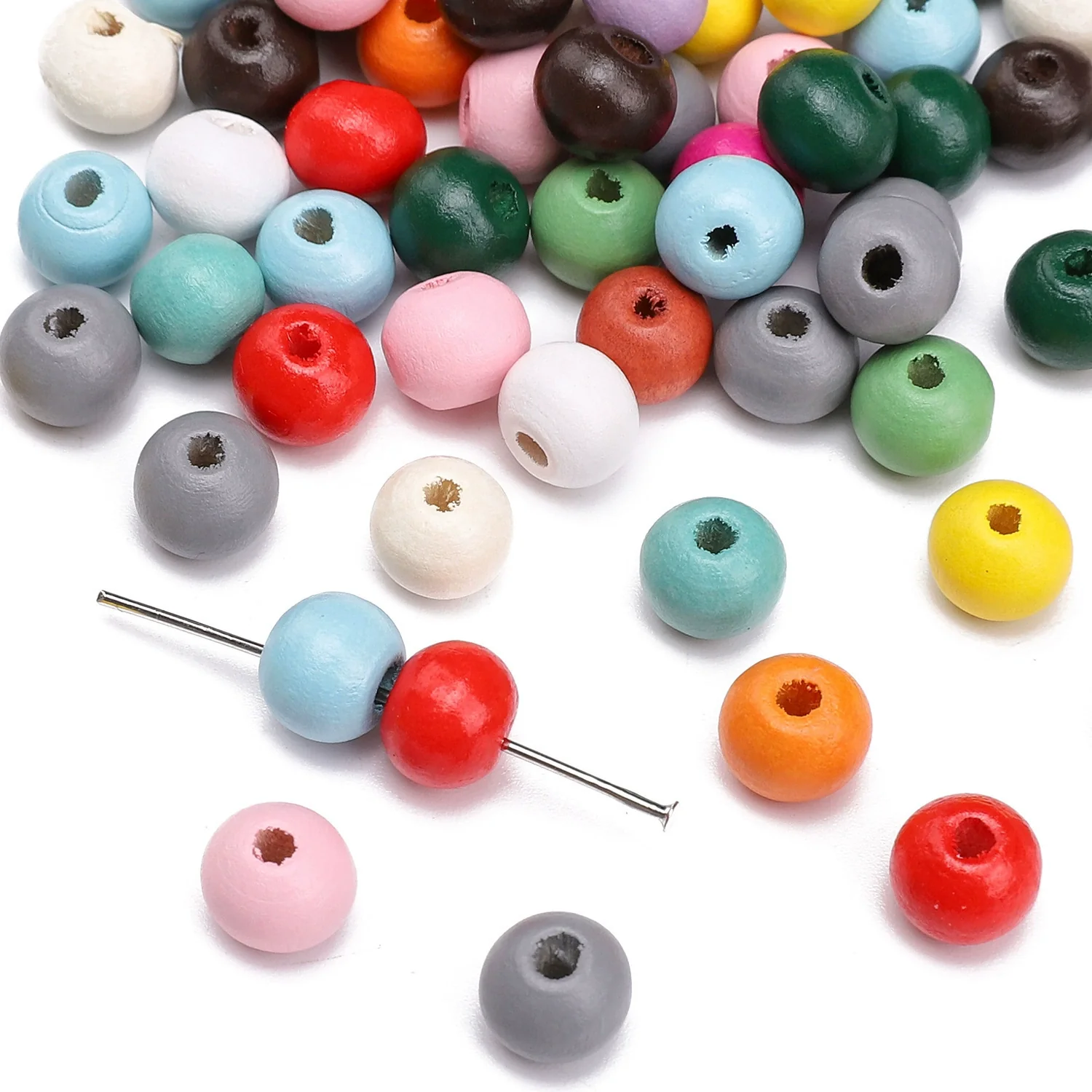 Wooden Round Beads Retro Style Spray Painted Handmade Diy Jewelry Accessories For Bracelet And Mobile Phone Chain - Image 4
