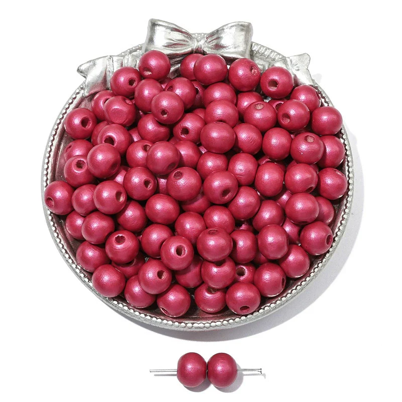 Wooden Round Beads Retro Style Spray Painted Handmade Diy Jewelry Accessories For Bracelet And Mobile Phone Chain - Image 44
