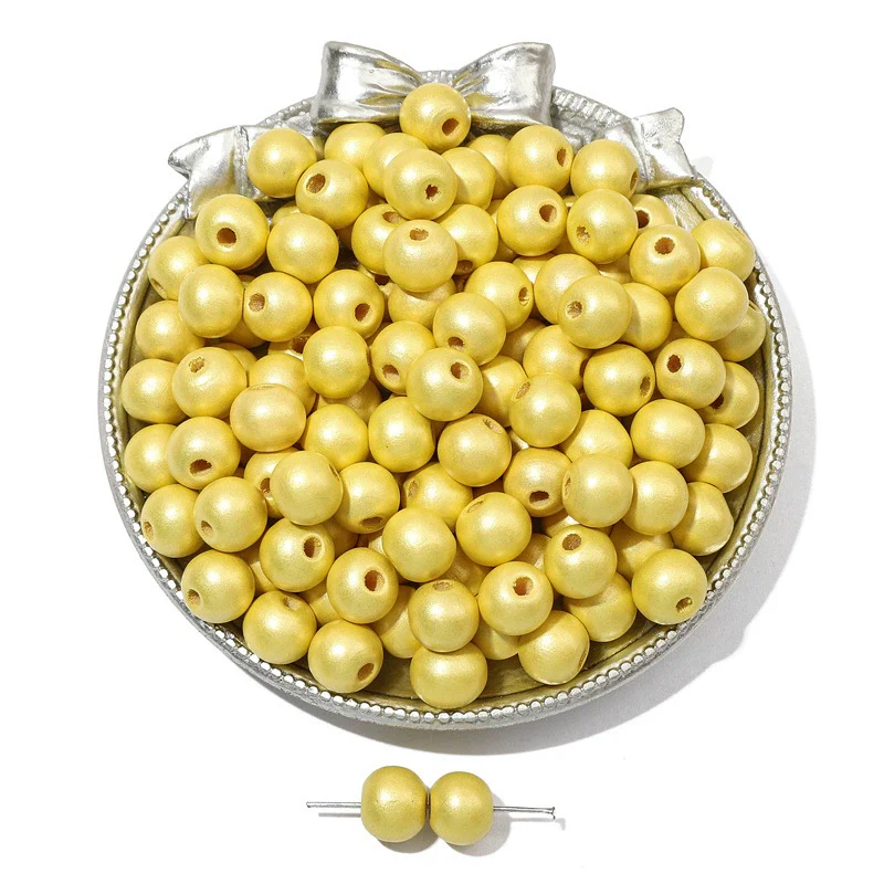 Wooden Round Beads Retro Style Spray Painted Handmade Diy Jewelry Accessories For Bracelet And Mobile Phone Chain - Image 45