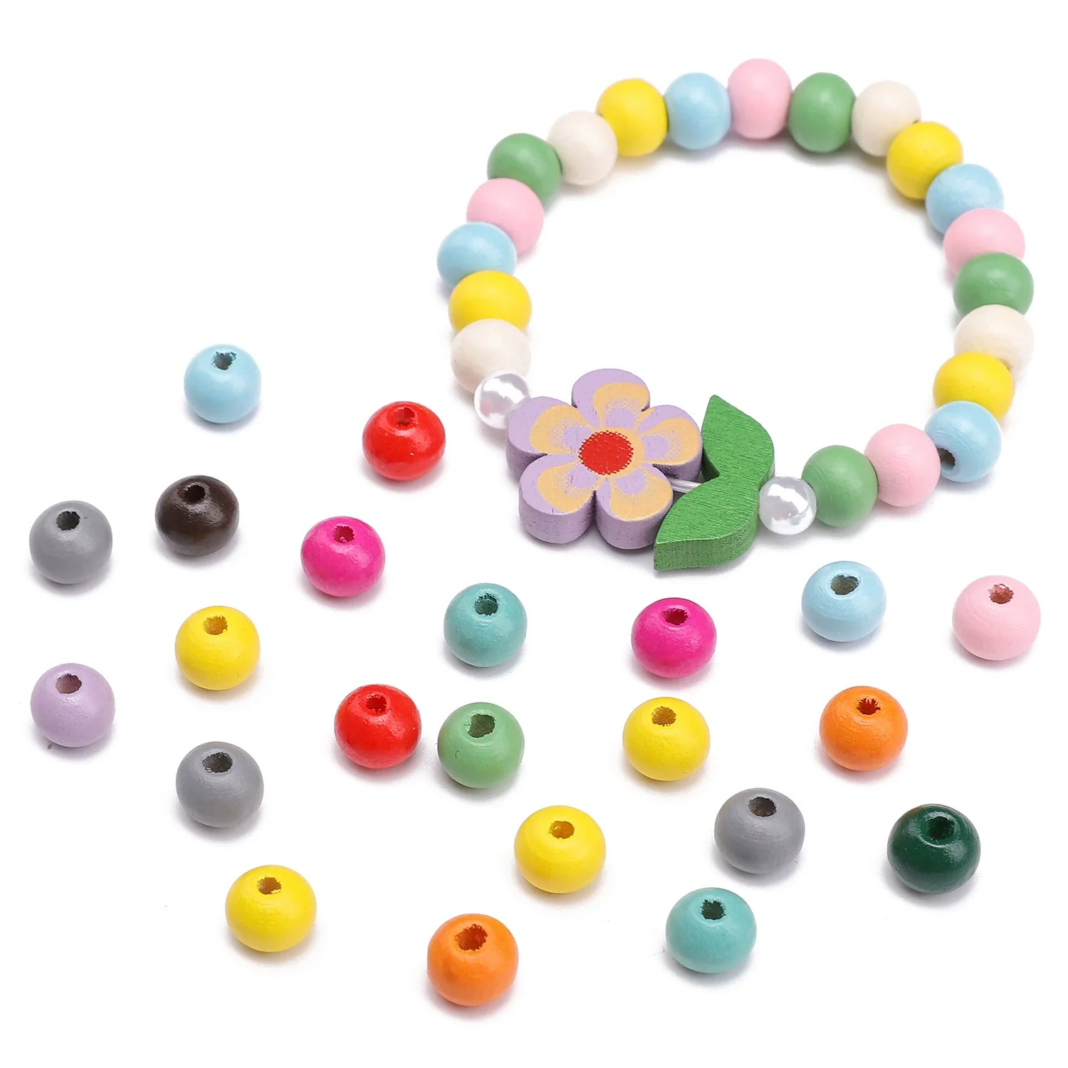 Wooden Round Beads Retro Style Spray Painted Handmade Diy Jewelry Accessories For Bracelet And Mobile Phone Chain - Image 5