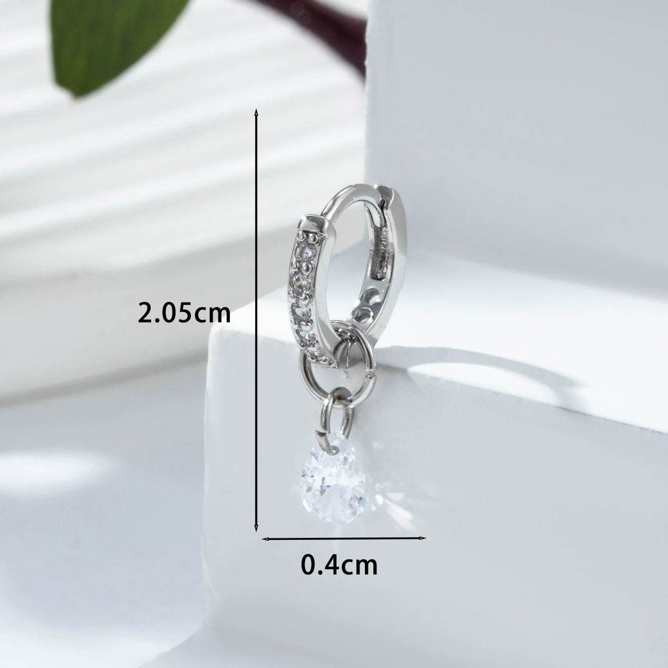 Zircon Inlaid Drop Shape Pendant Earrings For Women - Image 12
